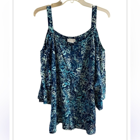 Soft Surroundings Cold Shoulder Top Ocean Large NWT - Picture 1 of 6
